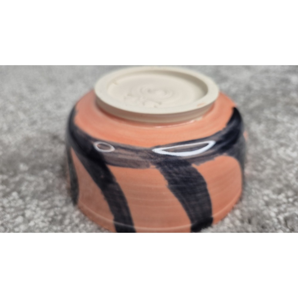 Muddy Five Studio Art Pottery Bowl Stoneware orange black Glazed Handmade‎ - Picture 4 of 8